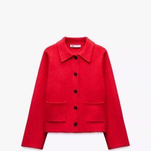 Zara Scarlet Red Collared Jacket